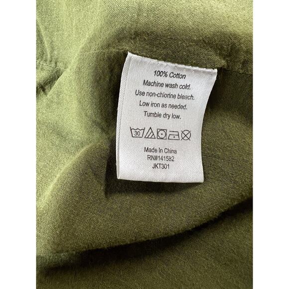 Free People Mixed Media Tapestry Hooded Parka Jacket Size S in Army Green - Picture 14 of 14